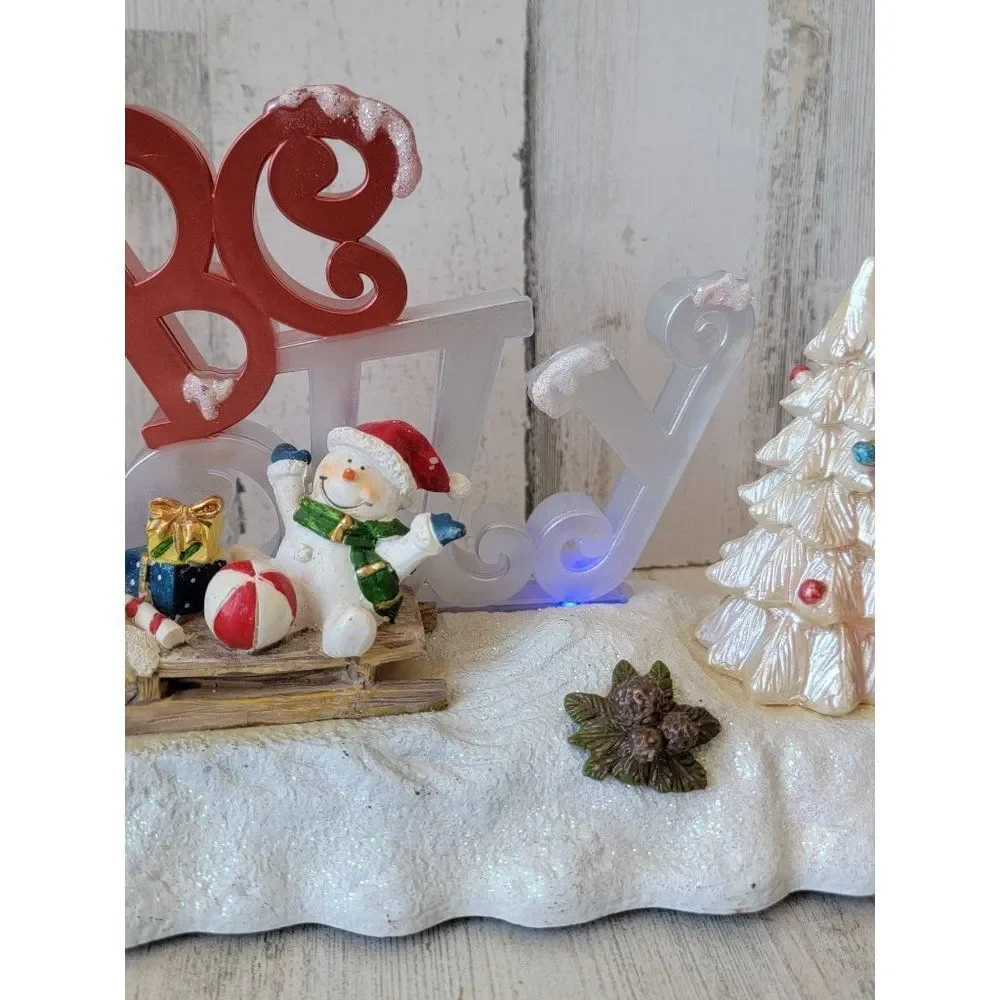 Be jolly snowman AS IS light up music Xmas‎ figure glitter tree candy cane